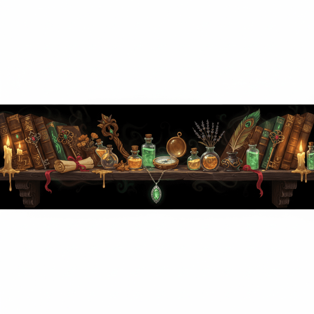 Magické předměty — knihy, klíče, lektvary
